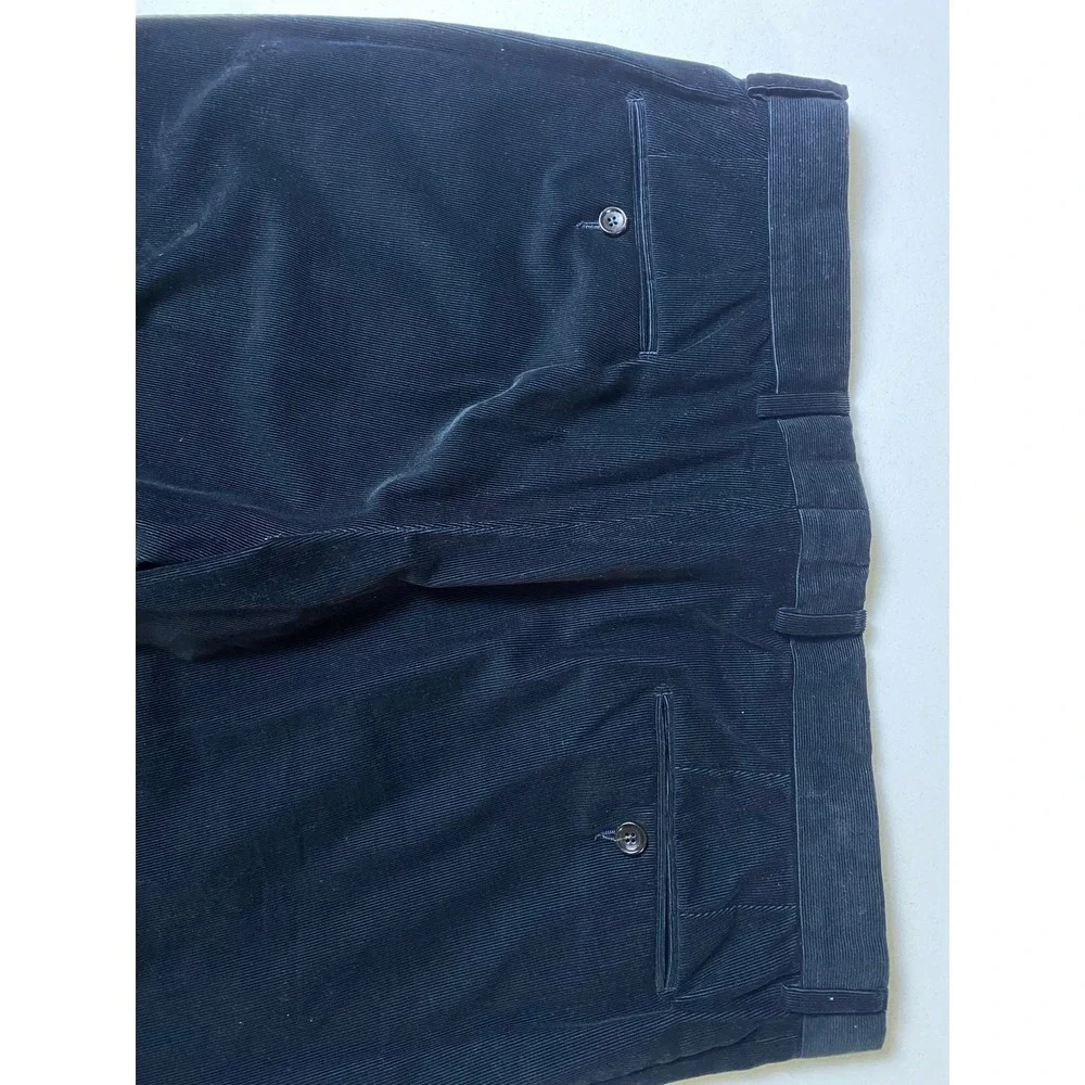 Gucci Men's 50R 34X32 Pinwale Fine Wale Corduroy Pants Flat Front Black